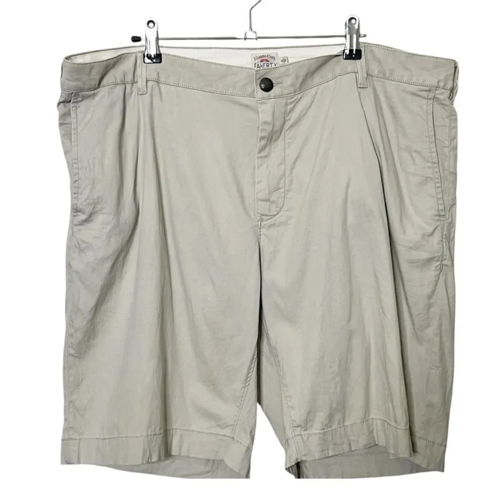 Faherty Island Life Men's 40 Beige Organic Cotton Stretch Shorts Casual Summer
